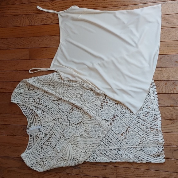 Cream Crochet Two-fer Top - Picture 3 of 12
